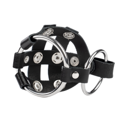 Rimba Bondage Play – Leder-Hodensackkäfig mit Spikes – Schwarz