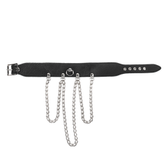 Rimba Bondage Play – Halsband mit Ketten – Schwarz & Silber