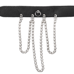Rimba Bondage Play – Halsband mit Ketten – Schwarz & Silber
