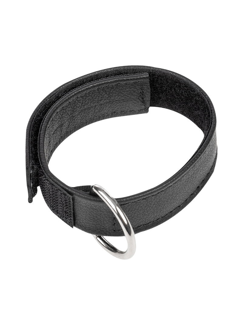 Rimba Bondage Play – Leder-Cockstrap mit Klettverschluss – Schwarz
