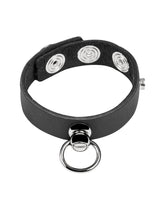 Rimba Bondage Play – Leder-Penisring mit Metall-O-Ring – Schwarz & Silber