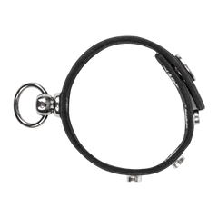 Rimba Bondage Play – Leder-Penisring mit Metall-O-Ring – Schwarz & Silber