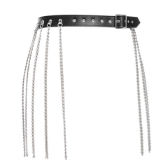 Rimba Bondage Play – Luxus-Leder-Kettenrock – Schwarz & Silber