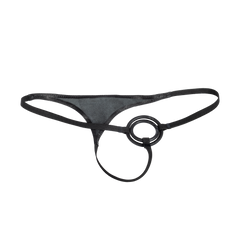 2: Rimba Bondage Play – Leder-G-String mit Penisringen – Schwarz