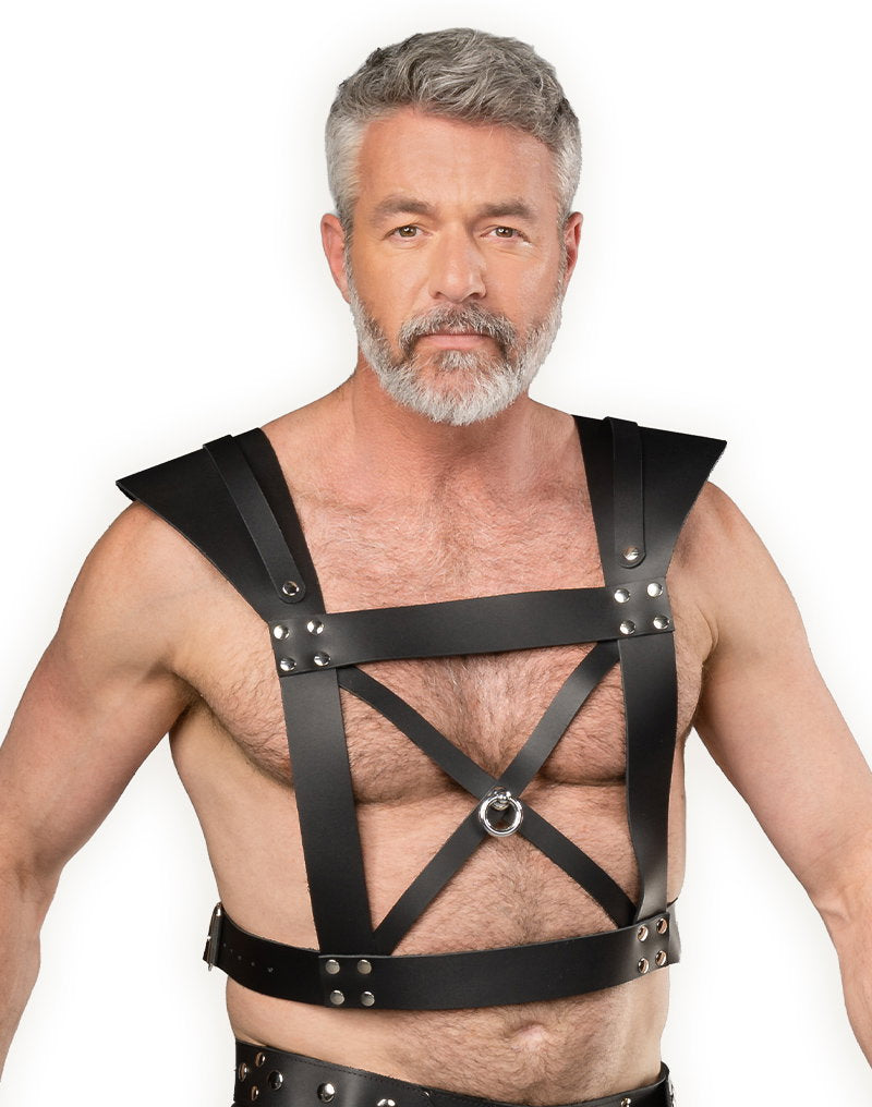 Rimba Bondage Play – Leder-Brustharness – Schwarz