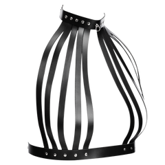Rimba Bondage Play – Leder-Brustharness mit Halsband – Schwarz