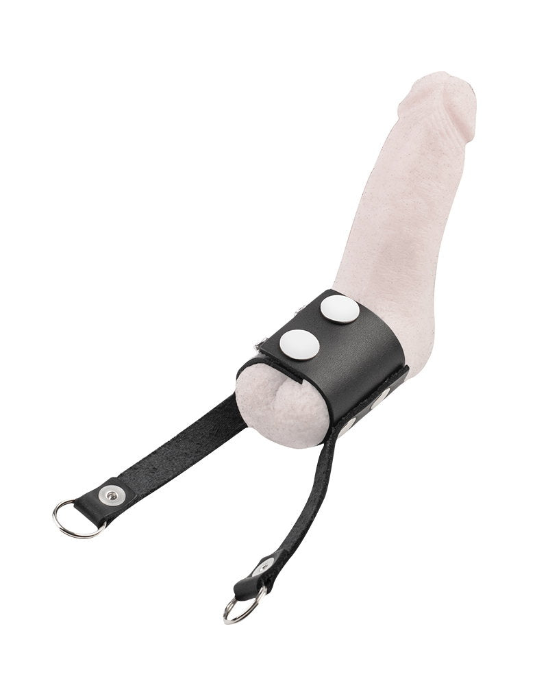 Rimba Bondage Play – Leder-Ballstretcher – Schwarz
