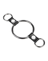 Rimba Bondage Play – Penisring mit Befestigungsringen – Silber & Schwarz