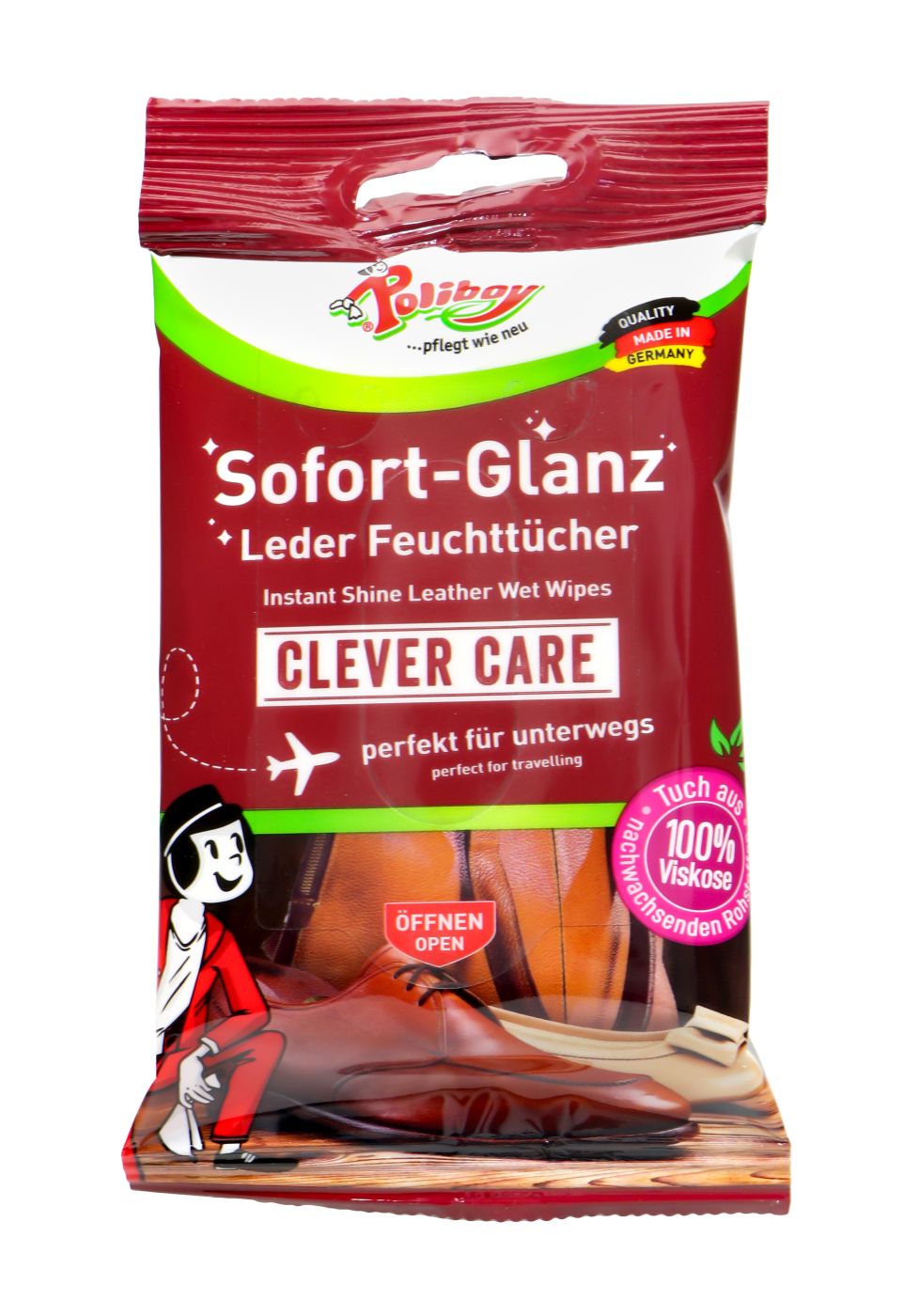 Poliboy Sofort-Glanz Leder Feuchttücher, 10 er