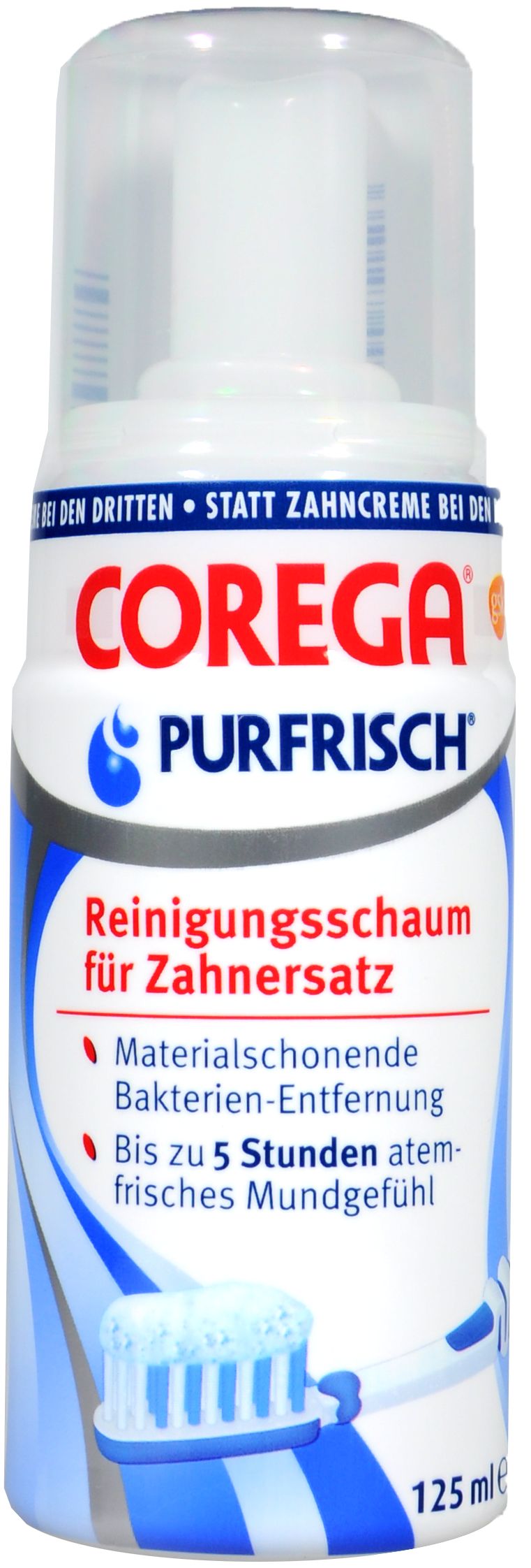 Corega Purfrisch Reinigungsschaum für Zahnersatz, 125 ml