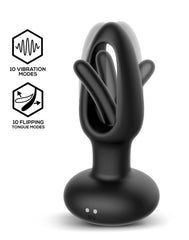 IY - Sasha - Vibrierender Analplug mit vibrierender Zunge und Fernbedienung - Schwarz