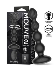 1: IY - Mouve - Analplug mit Vibration und Wellenbewegungen, Fernbedienung, 2 Motoren - Schwarz