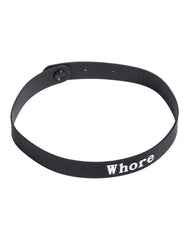 Rimba Latex Play - Halsband mit Aufschrift 'Whore' - Schwarz & Weiß
