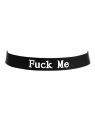 Rimba Latex Play - Halsband mit Aufschrift 'Fuck Me' - Schwarz & Weiß