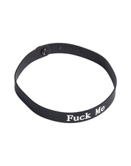 Rimba Latex Play - Halsband mit Aufschrift 'Fuck Me' - Schwarz & Weiß