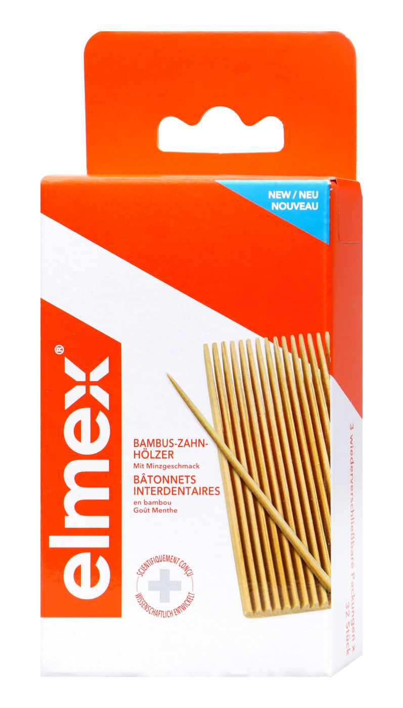 Elmex Zahnhölzer Bambus, 3 x 32 Stück