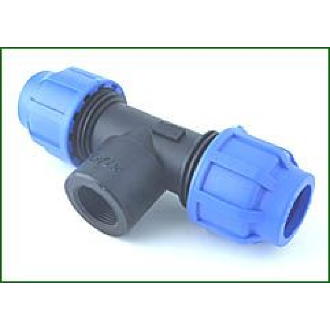T-Stück, 25 mm auf 3/4 Zoll IG auf 25 mm, verschraubt