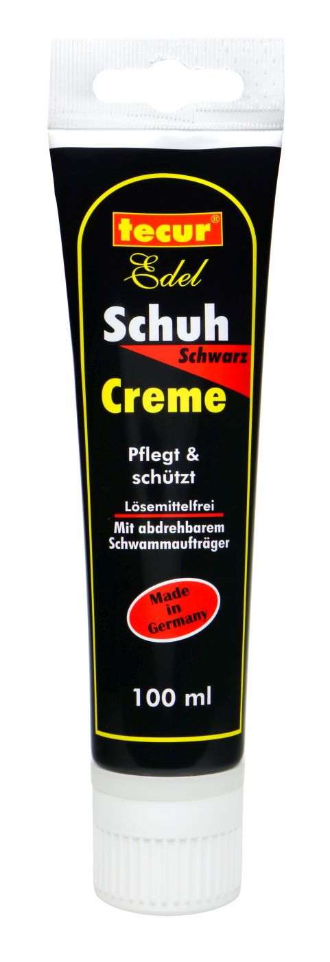 Tecur Schuhcreme Schwarz mit Schwamm, 100 ml