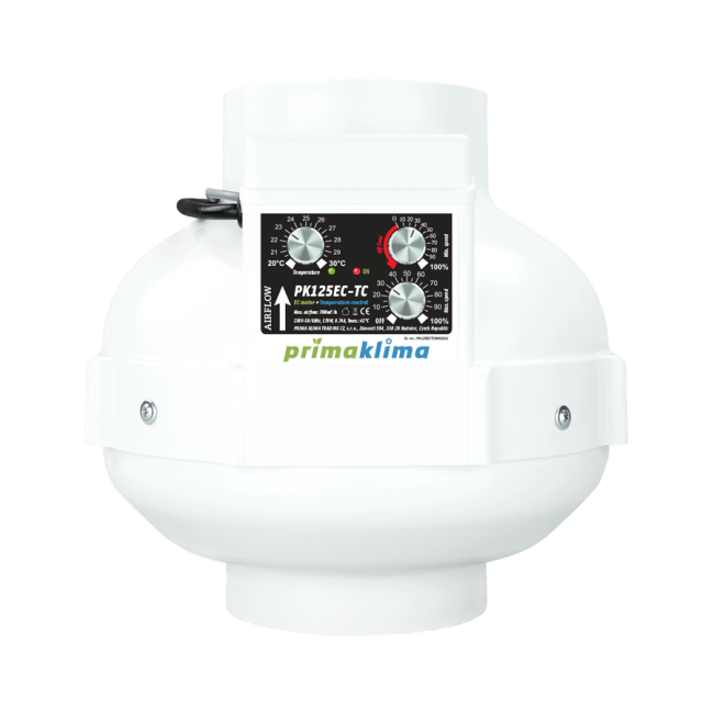 PK Rohrventilator 125 EC - TC, 680 m³/h, für 125 mm Rohr, Drehzahl- und Klimaregler