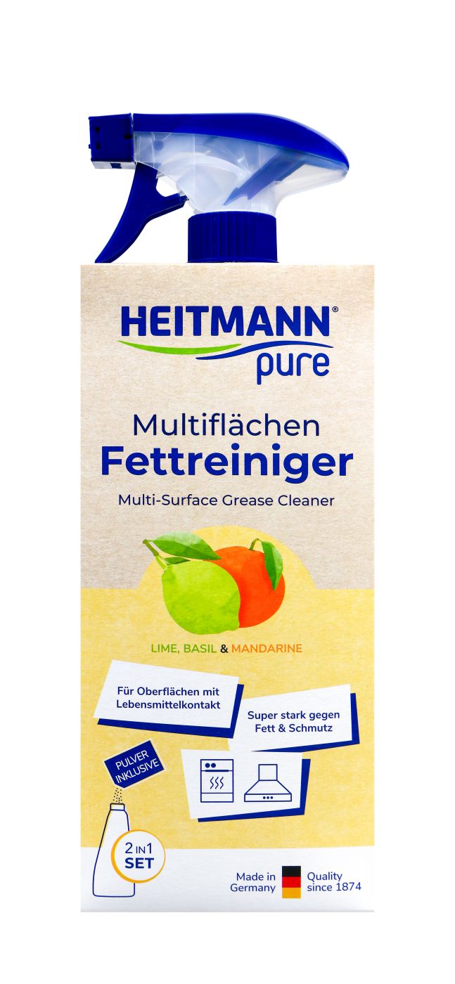Heitmann Pure Multiflächen Fettreiniger Set, Flasche + 25 g