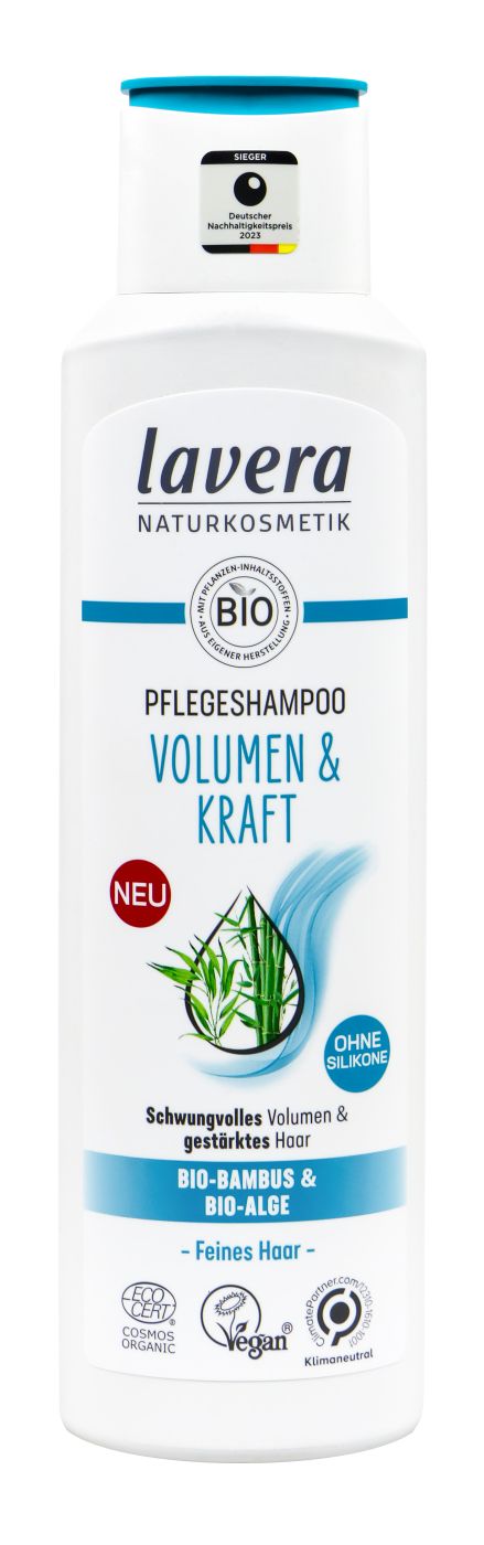 Lavera Pflegeshampoo Volumen & Kraft Bio-Bambus & Bio-Alge, 250 ml