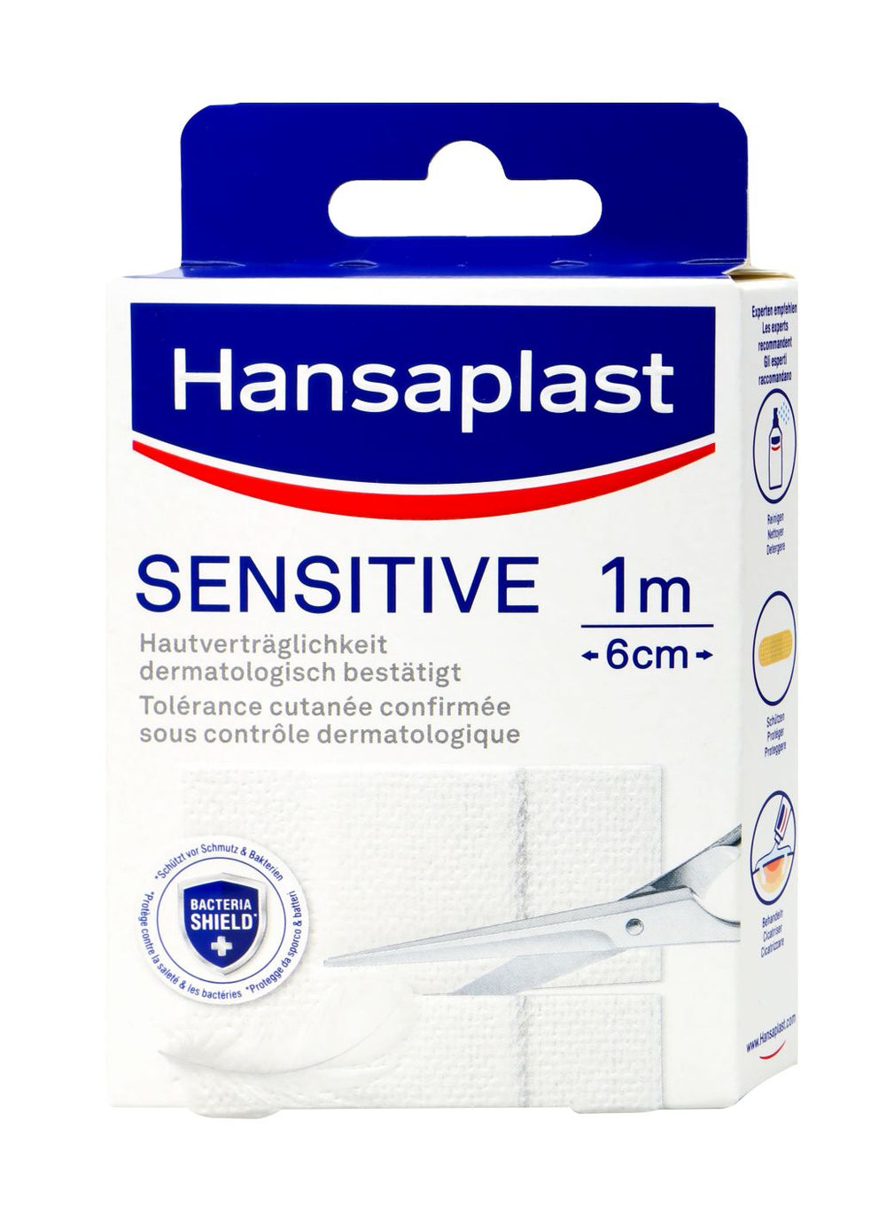 Hansaplast Sensitive 1 m : 6 cm, 1 er
