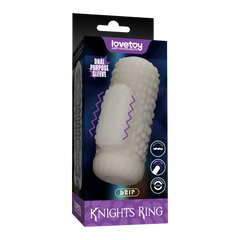 LoveToy - Knights Ring - Vibrierendes Doppel-Penis-Sleeve - Drip - Weiß