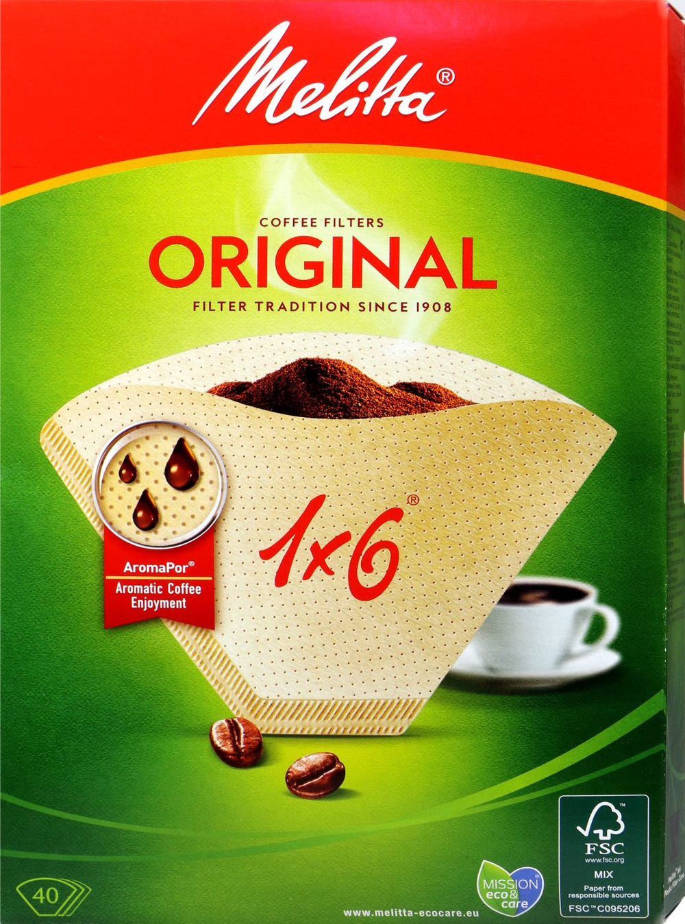 Melitta Filtertüten 1x6 Naturbraun, 40 er