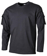 US Shirt, langarm, schwarz, mit Ärmeltaschen