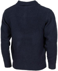 Pullover, "Troyer", blau, mit Reißverschluss