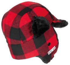 Holzfällermütze mit Fell, rot-schwarz