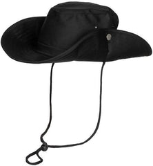 Buschhut, schwarz, mit Kinnband, zum Hochstellen