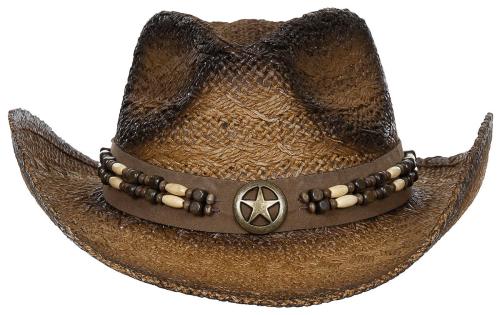 Strohhut, "Tennessee", mit Hutband, braun-schwarz