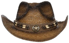 Strohhut, "Tennessee", mit Hutband, braun-schwarz