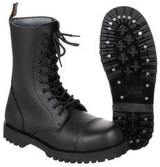 Stiefel, 10-Loch,"Pure Trash", schwarz, Stahlkappe, Schrauben