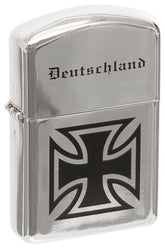 Benzin-Sturmfeuerzeug, chrom poliert, "Deutschland", unbef.