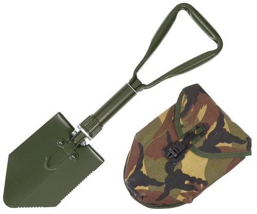 BW Klappspaten, 3-teilig, oliv, mit gebrauchter Tasche