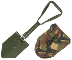 BW Klappspaten, 3-teilig, oliv, mit gebrauchter Tasche