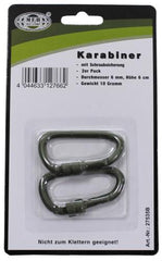 Karabiner, Schraubverschluss, D 6 mm x 6 cm, 2er Pack, oliv