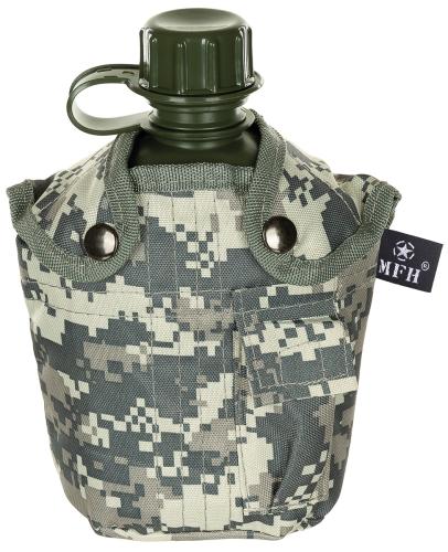 US Plastikfeldflasche, 1 l, Hülle, AT-digital