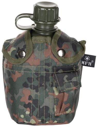 US Plastikfeldflasche, 1 l, Hülle, flecktarn