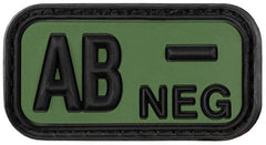 Klettabzeichen, schwarz-oliv, Blutgruppe "AB NEG", 3D