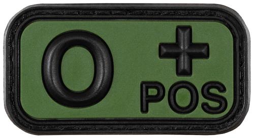 Klettabzeichen, schwarz-oliv, Blutgruppe "O POS", 3D