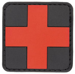 Klettabzeichen, "FIRST AID", schwarz-rot, 3D, ca. 5 x 5 cm