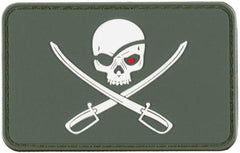 Klettabzeichen, 3D, "Skull with Swords", oliv