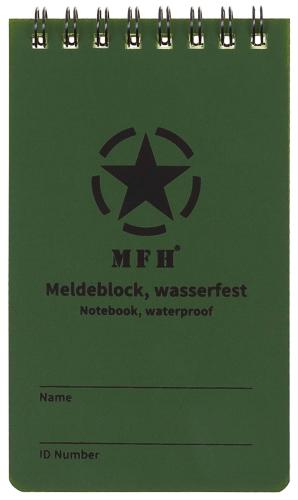 Meldeblock, wasserfest, klein, Spiralbindung, 7,5 x 13 cm