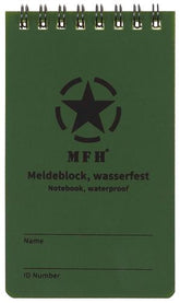 Meldeblock, wasserfest, klein, Spiralbindung, 7,5 x 13 cm