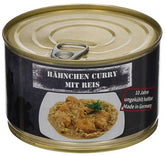Hähnchen Curry mit Reis, Vollkonserve, 400 g, 7% Mwst.