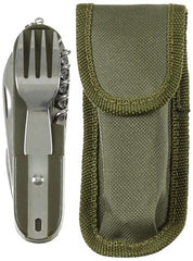 Taschenmesser, oliv, Gabel und Löffel