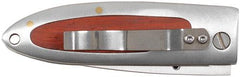 Klappmesser, Einhand, silber, Holzeinlage